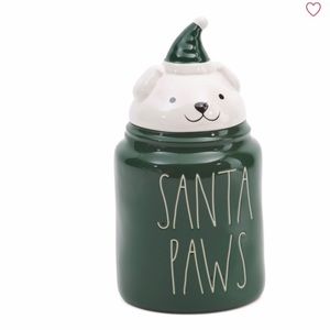 Rae Dunn Santa Paws Dog Treat Canister - New In Box